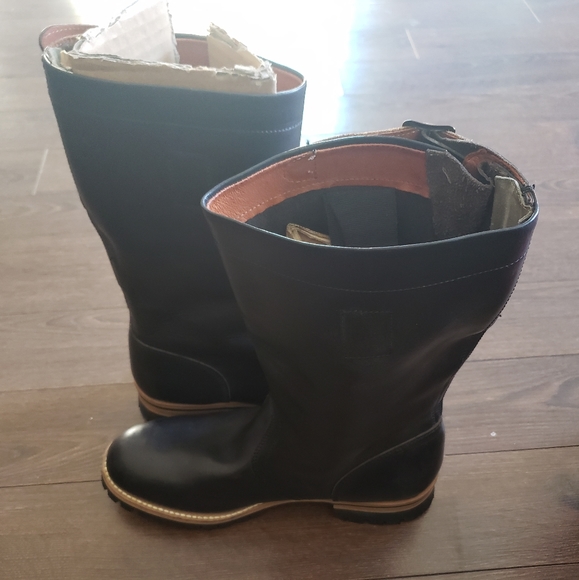 Men Replay Leather Pull Up Biker Boots - Picture 6 of 14